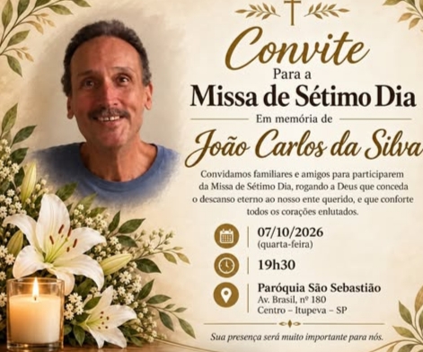  Missa em memória de João Carlos da Silva acontece nesta quarta-feira (7)